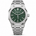Audemars Piguet Royal Oak Selfwinding 41mm Stainless Steel Forest Green Petite Tapisserie Dial White Gold Indexes Luminescent Hands Date Integrated Bracelet New Generation