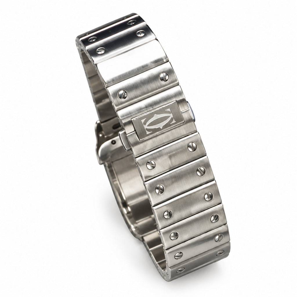 Cartier Santos de Cartier Automatic — Steel, Blue Sunburst Dial & Steel Bracelet, Large