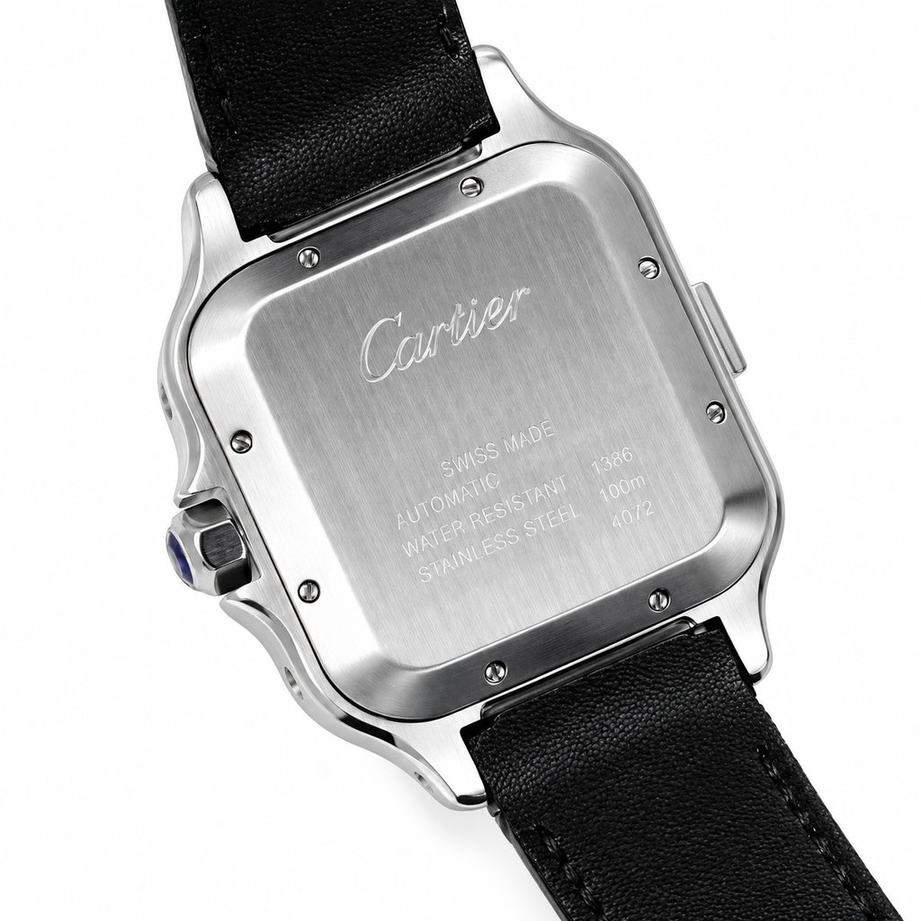 Cartier Santos de Cartier Chronograph — Steel, Full Diamond Bezel & Black Alligator Strap