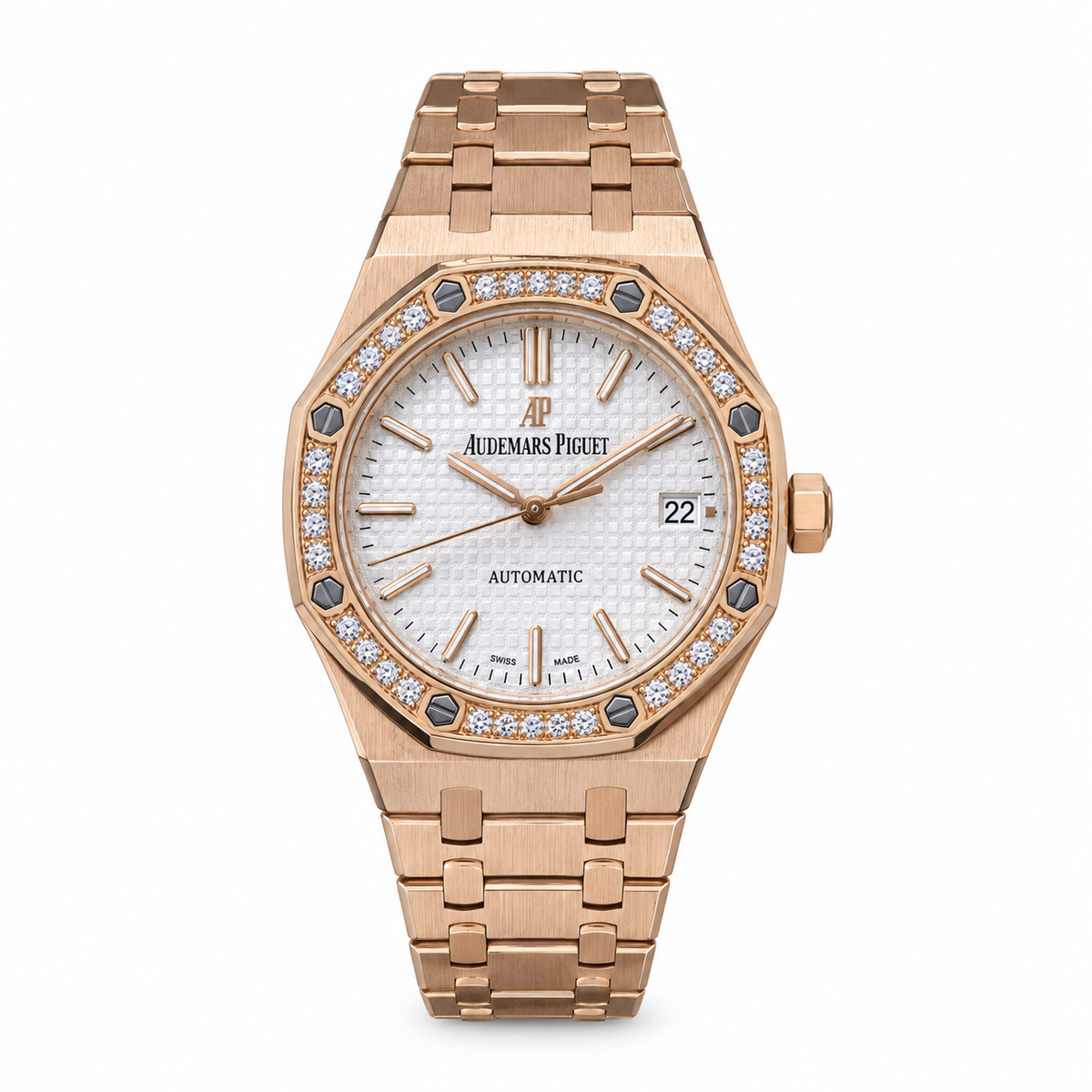 Audemars Piguet Royal Oak Selfwinding 37mm – Rose Gold Diamond Bezel White Dial