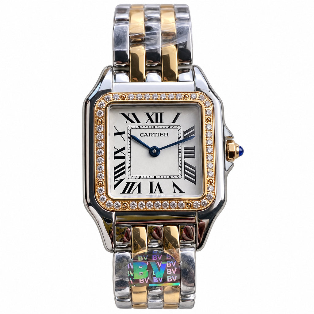 Cartier Panthère de Cartier Small — Steel & Yellow Gold, Diamond Bezel, White Dial & Two-Tone Bracelet, Quartz