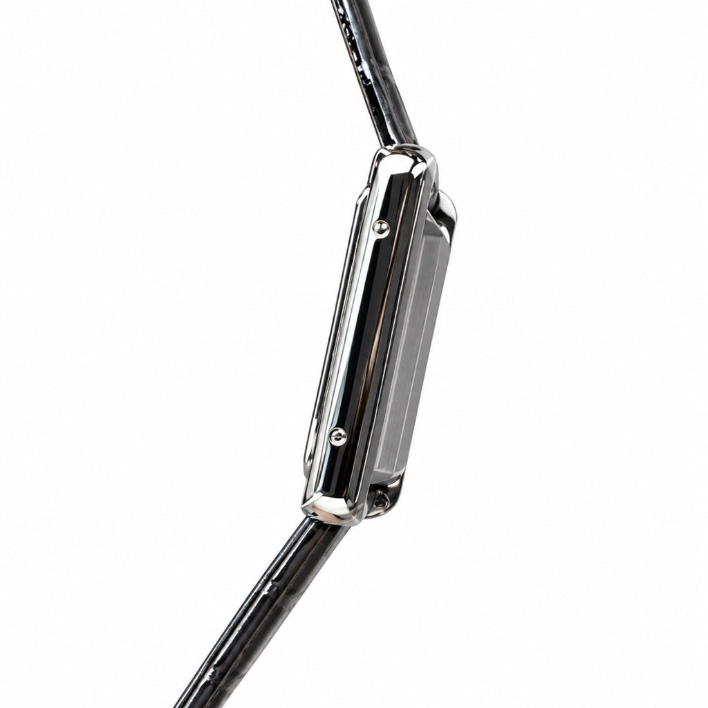 Cartier Tank Must — Steel, Black Lacquer Dial & Black Alligator Strap, Large