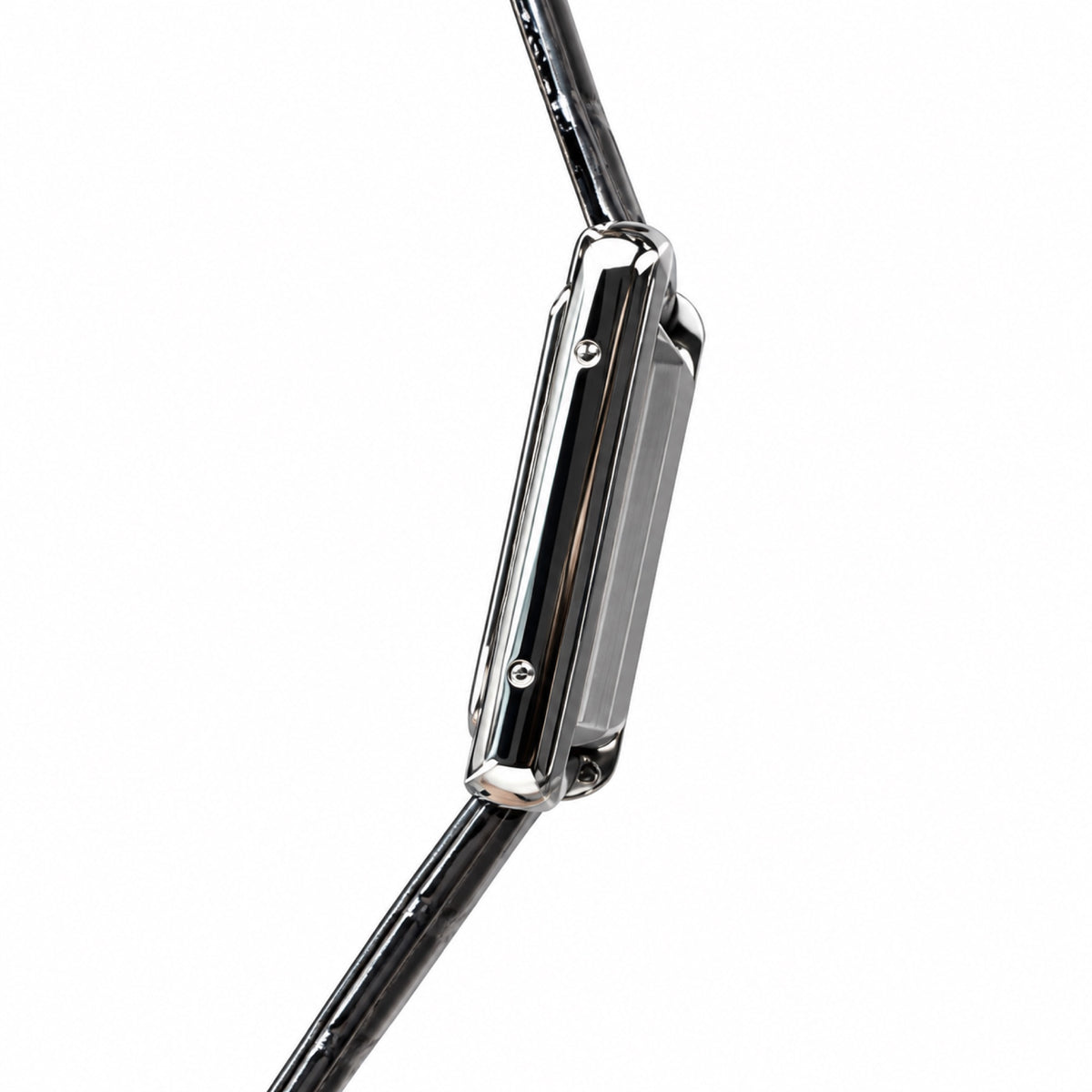 Cartier Tank Must — Steel, Black Lacquer Dial & Black Alligator Strap, Large
