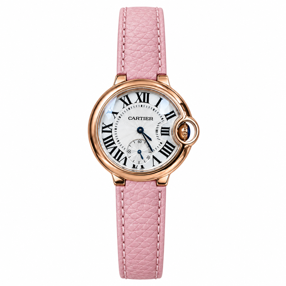 Cartier Ballon Bleu de Cartier — 18K Rose Gold, MOP Dial & Pink Leather Strap