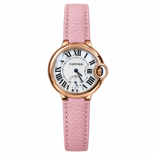 Cartier Ballon Bleu de Cartier — 18K Rose Gold, MOP Dial & Pink Leather Strap