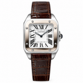 Cartier Santos Dumont Steel Rose Gold White Dial Brown Strap Watch – KDY