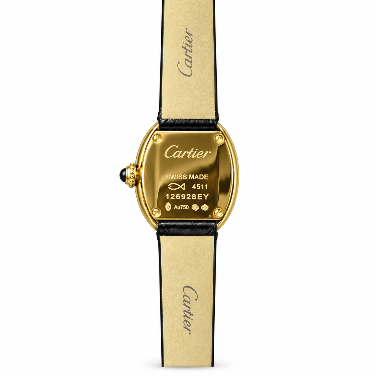 Cartier Baignoire Yellow Gold Ivory Dial Black Strap Watch – KDY
