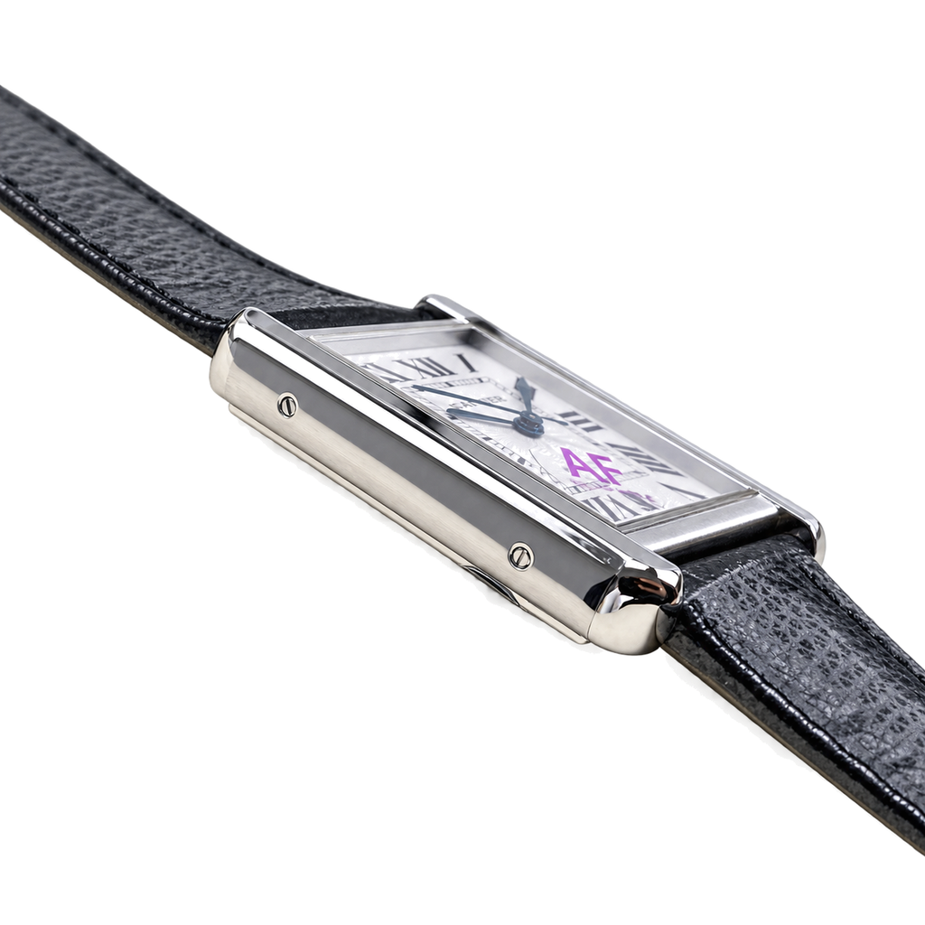 Cartier Tank Solo XL — Steel, White Dial, Roman Numerals, Date & Black Leather Strap, Automatic