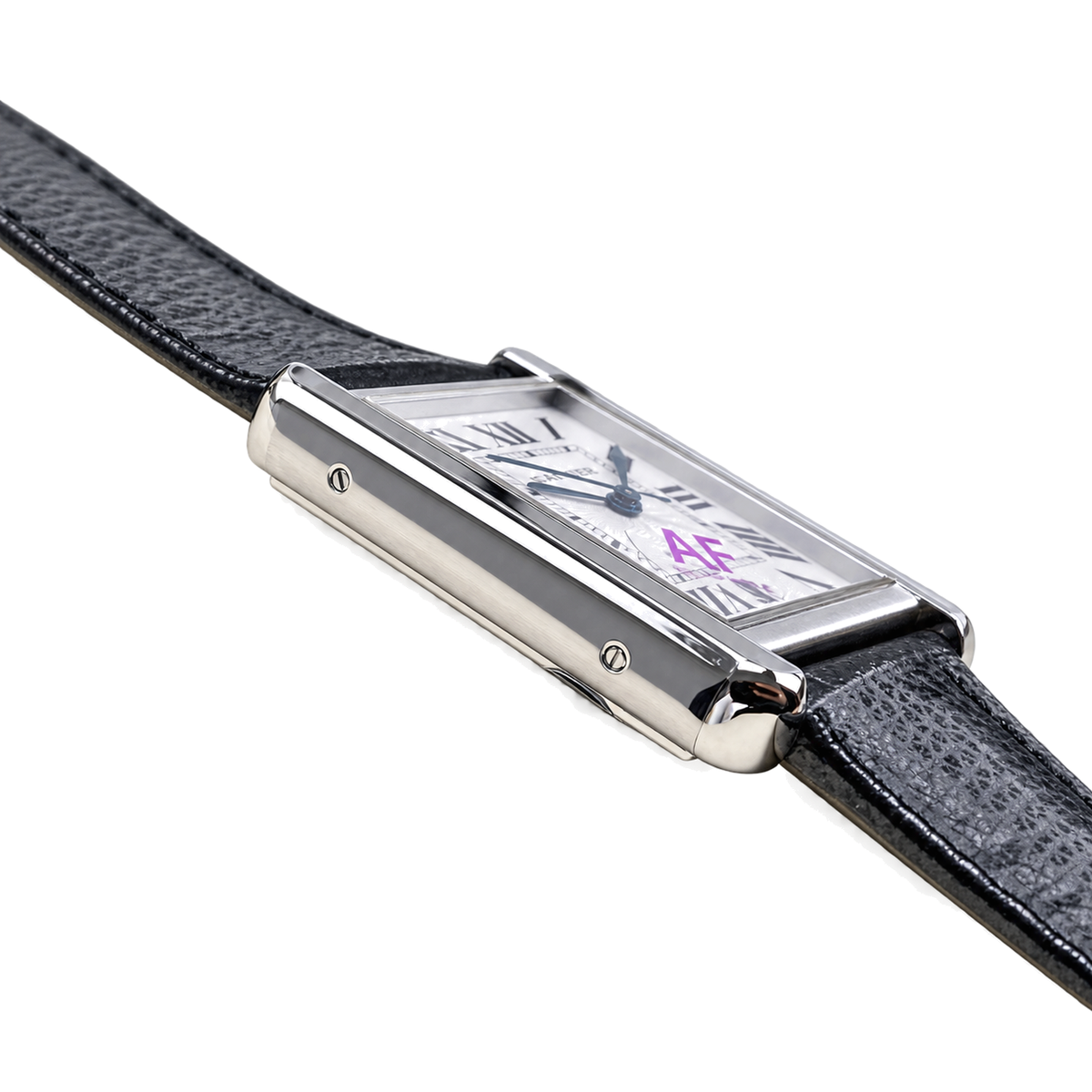 Cartier Tank Solo XL — Steel, White Dial, Roman Numerals, Date & Black Leather Strap, Automatic