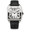 Cartier Santos 100 Large Automatic White Dial Black Alligator Leather Men's Luxury Watch Swiss Made