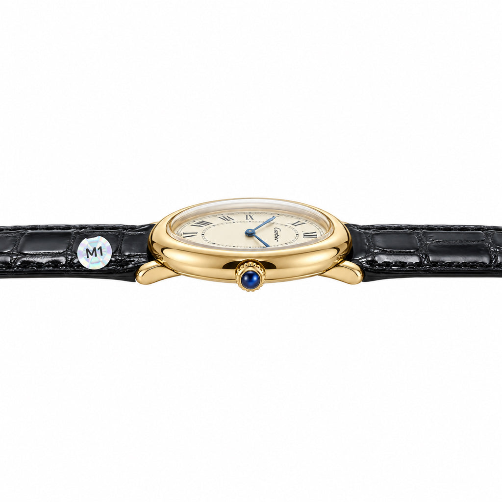 Cartier Baignoire 18K Yellow Gold Oval Luxury Watch Black Alligator Strap Swiss Made