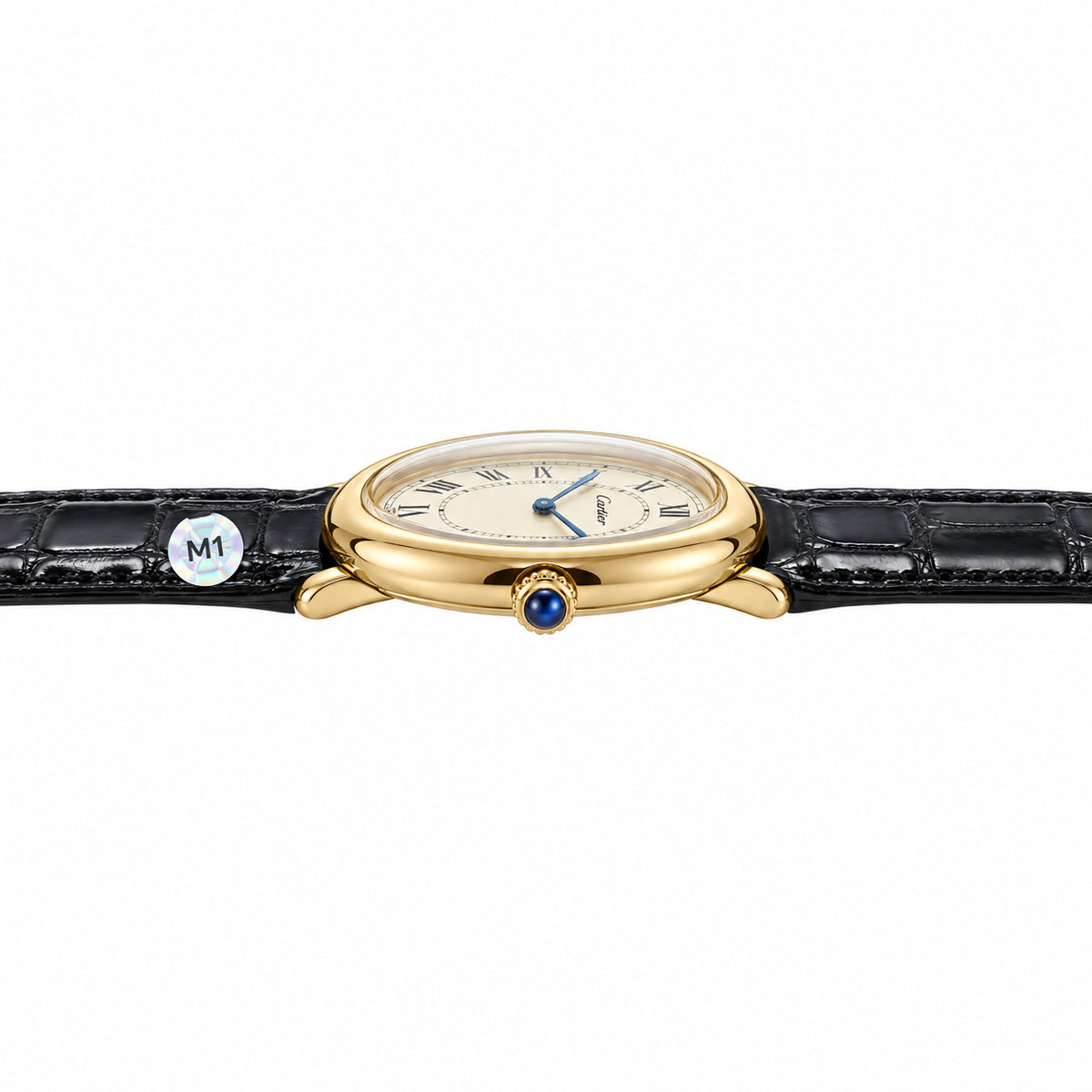 Cartier Baignoire 18K Yellow Gold Oval Luxury Watch Black Alligator Strap Swiss Made
