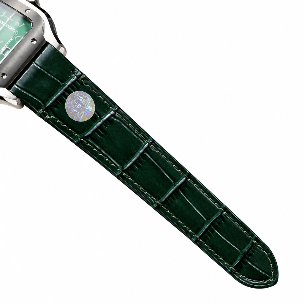 Cartier Santos Arabic Green Dial Steel Green Strap Watch – KDY