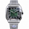 Cartier Santos Automatic Green Dial Steel Bracelet Watch