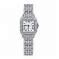 Cartier Panthère de Cartier Medium — Full Iced-Out Diamonds, White Dial, Roman Numerals & Diamond Bracelet, Women