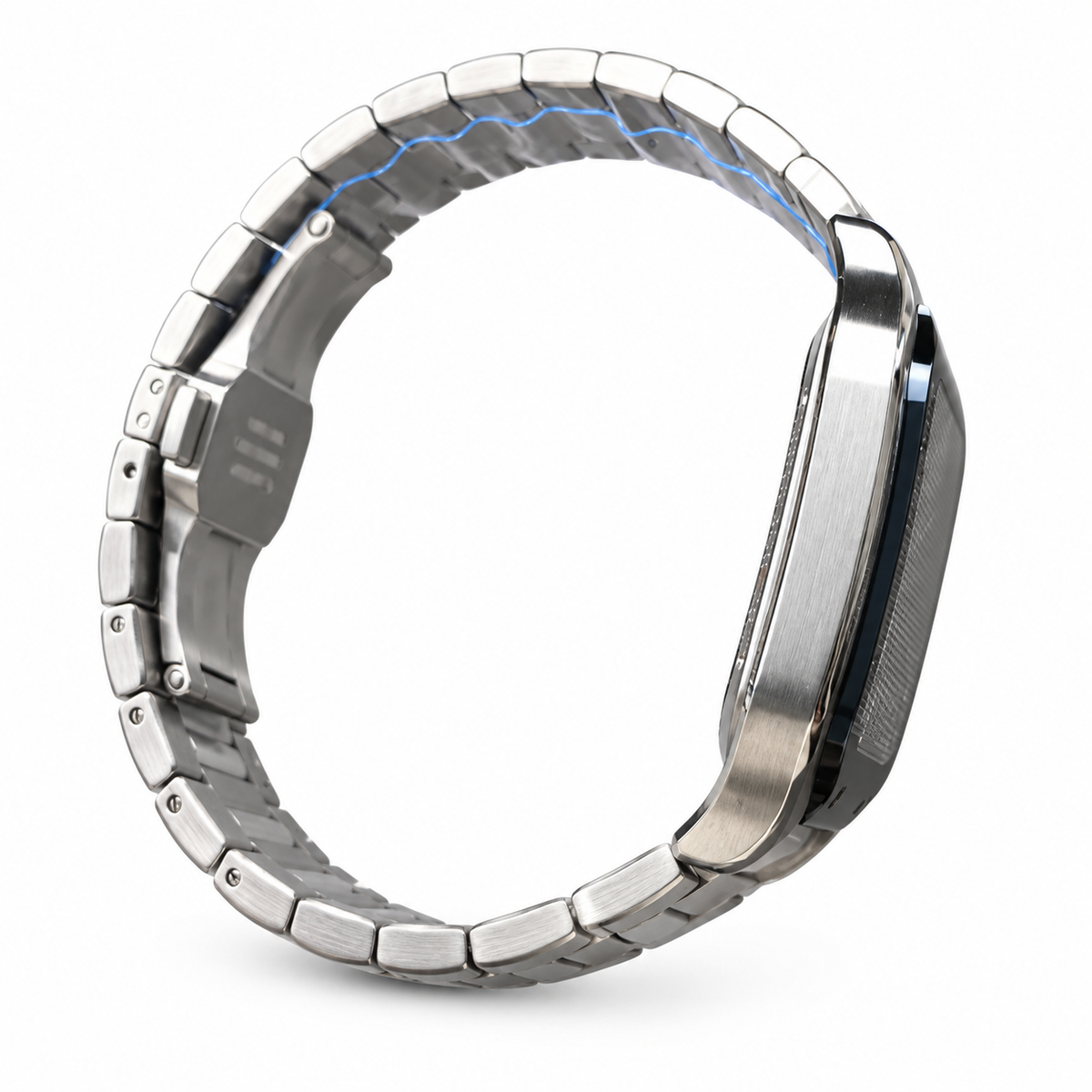 Cartier Santos Skeleton Blue ADLC Bezel Steel Bracelet Watch – KDY