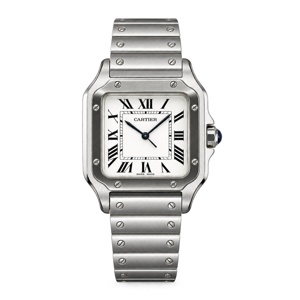 Cartier Santos Large Automatic White Dial Stainless Steel Bracelet Men's Luxury Watch Swiss Made