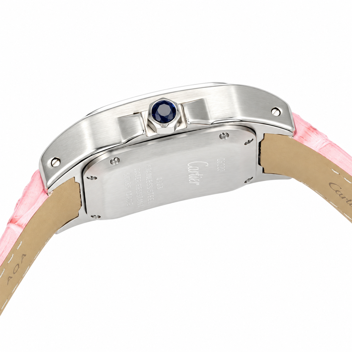 Cartier Santos de Cartier Automatic — Steel, White Dial & Pink Alligator Strap