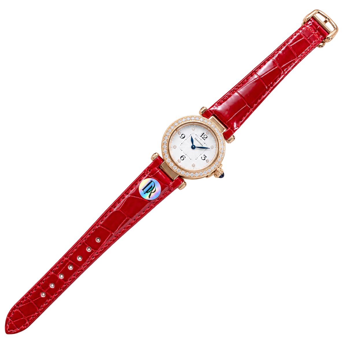 Cartier Pasha de Cartier 30mm — 18K Rose Gold, Diamond Bezel, White Dial & Red Alligator Strap, Quartz, Women