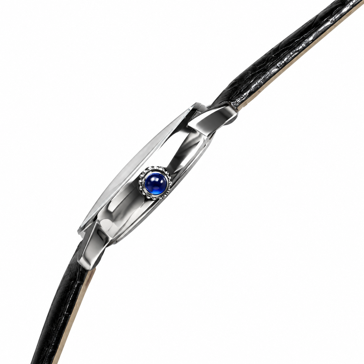 Cartier Ronde Louis Diamond Bezel White Dial Black Strap Watch – KDY