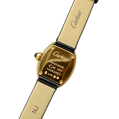 Cartier Baignoire Mini Yellow Gold Ivory Dial Black Strap Watch – KDY