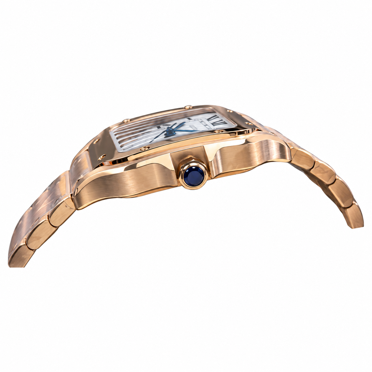 Cartier Santos Large — 18K Rose Gold, White Dial, Roman Numerals & Rose Gold Bracelet, Automatic