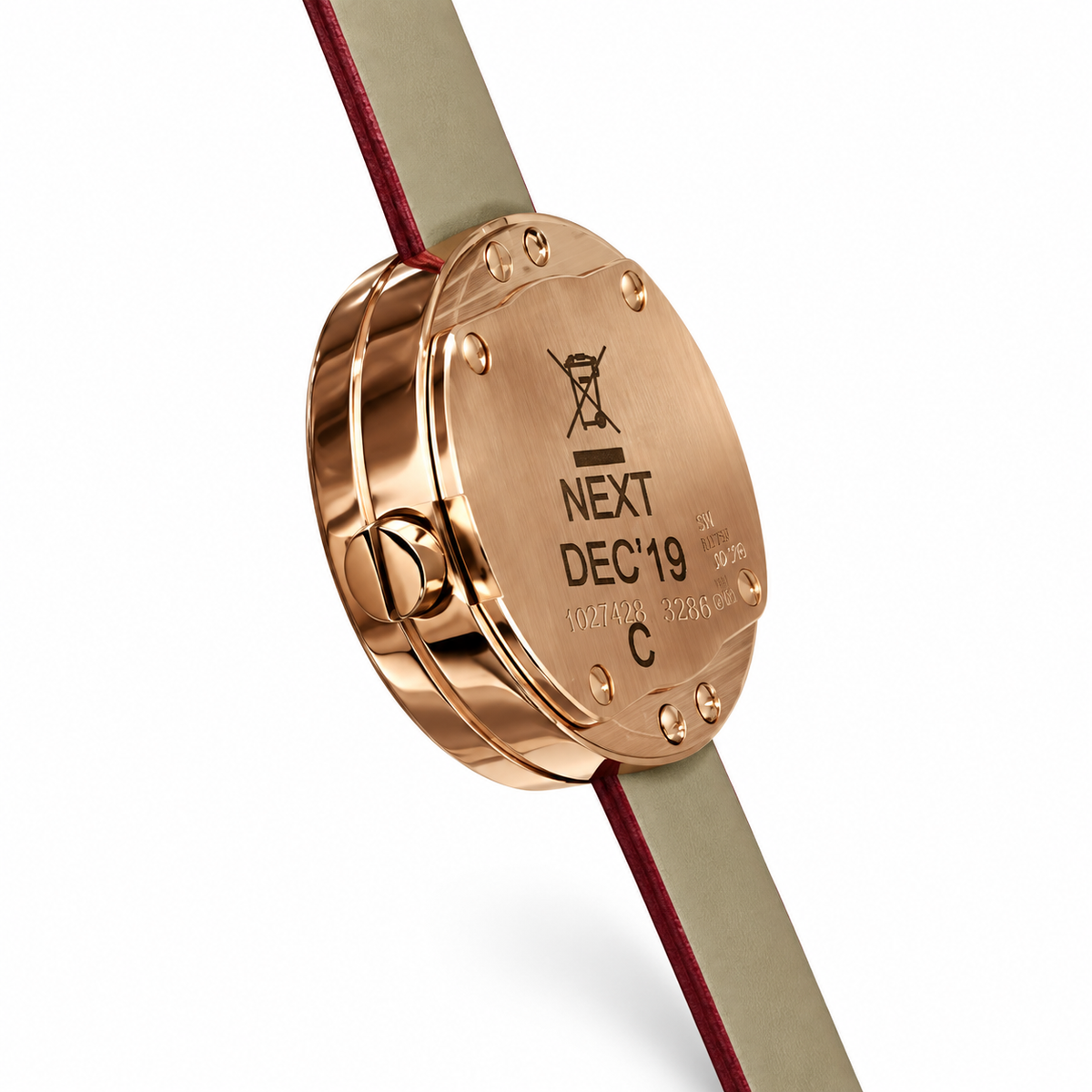 Cartier Love Watch Small — 18K Yellow Gold, 4 Diamonds, Silver Dial & Red Lacquer Strap, Women
