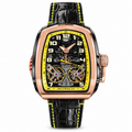 Jacob & Co. Palatial Flying Tourbillon Rose Gold Double Skeleton Yellow Black Leather Watch