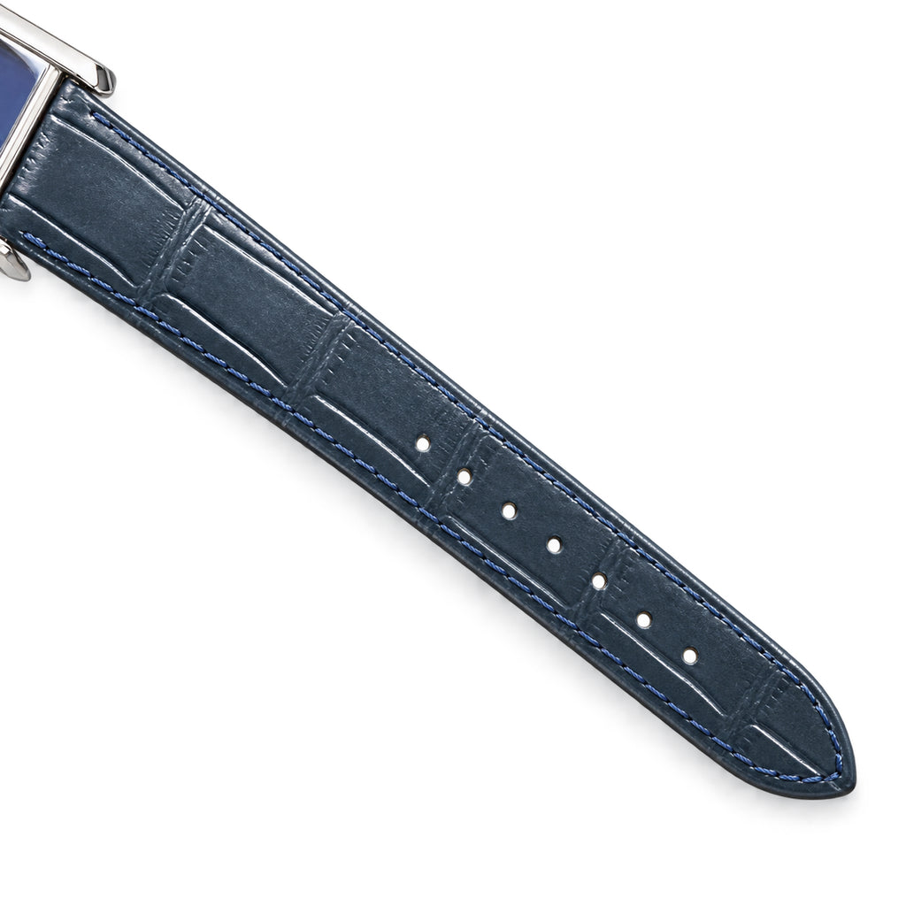 Cartier Tank Must Large — Steel, Navy Blue Dial, No Numerals & Blue Alligator Strap, Quartz