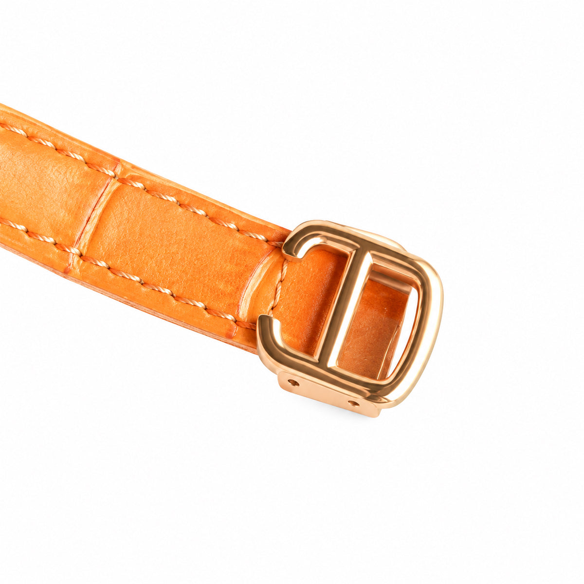 Cartier Tortue — Rose Gold Diamond Bezel & Orange Alligator Strap