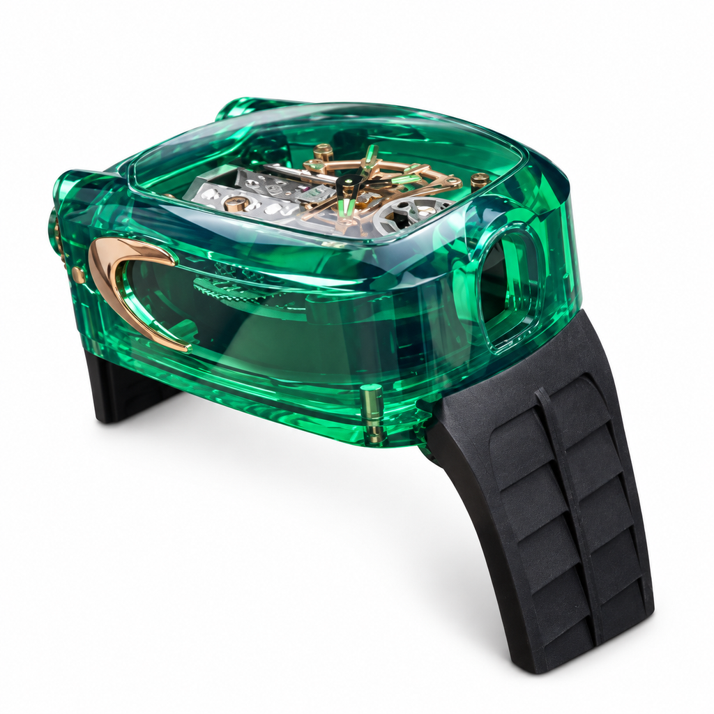 Jacob & Co. x Bugatti Twin Turbo Furious Green Sapphire Tourbillon Engine Rose Gold Watch
