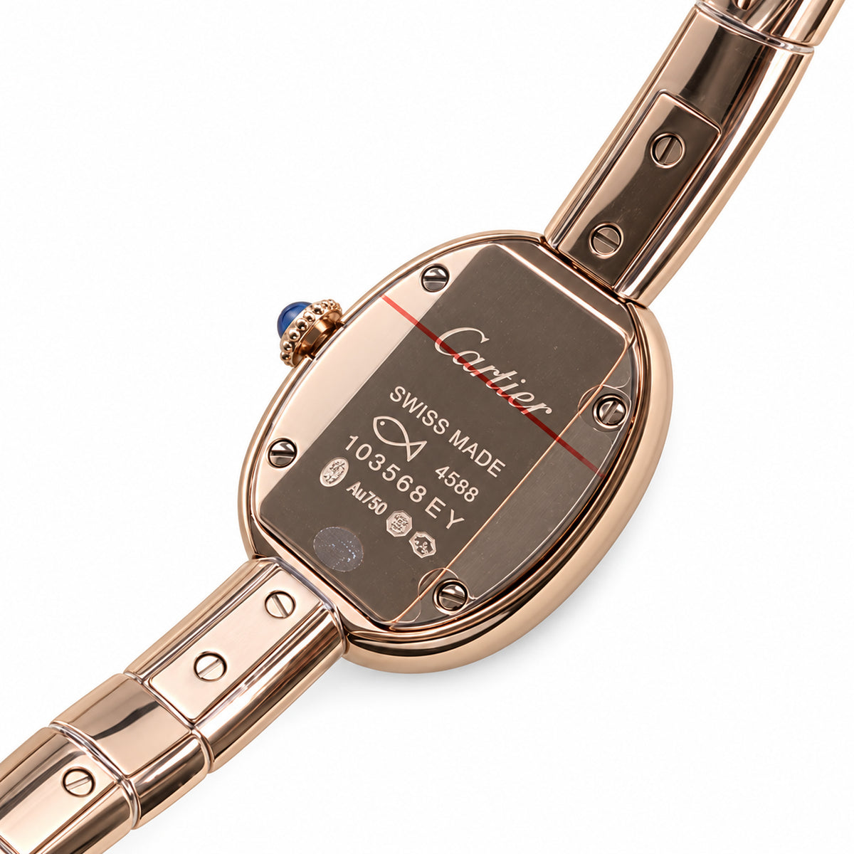 Cartier Baignoire — 18K Rose Gold, White Oval Dial, Roman Numerals & Rose Gold Bangle, Women