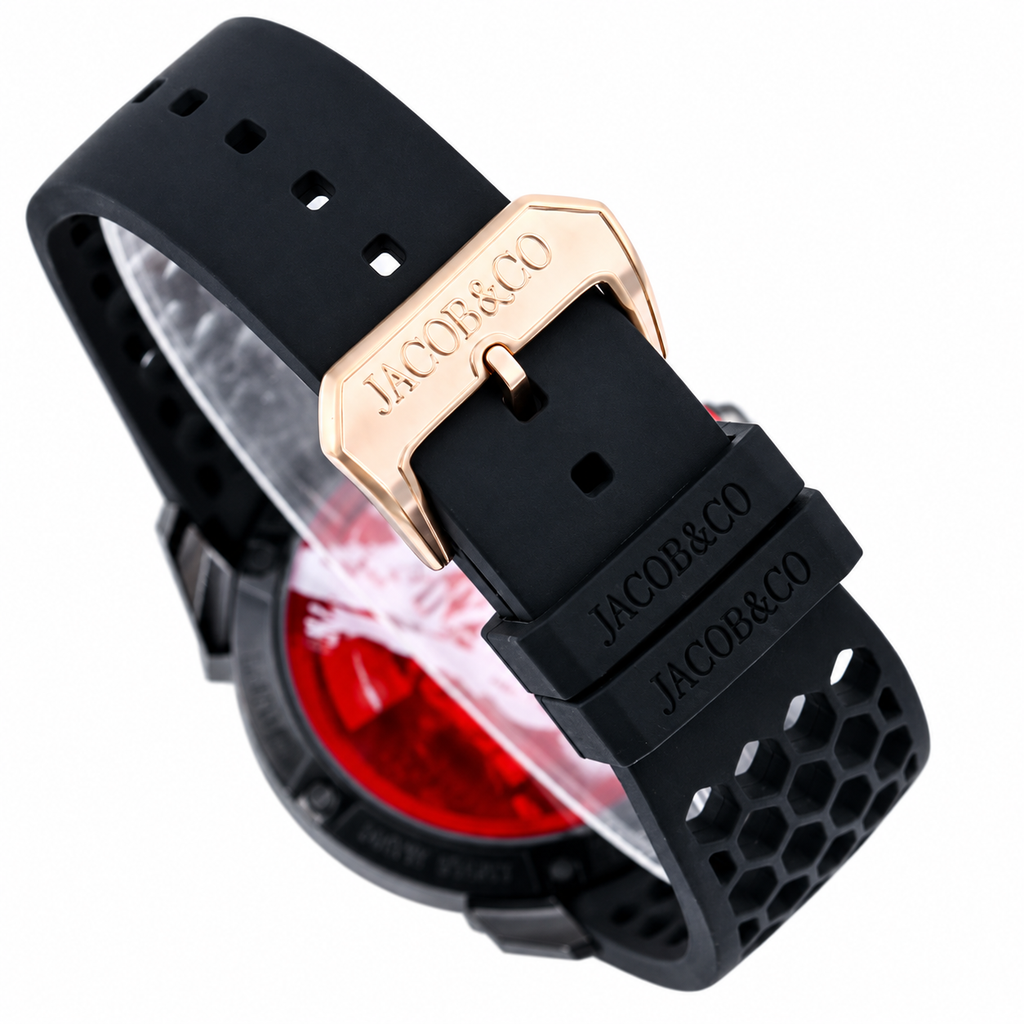 Jacob & Co. Epic X CR7 Black DLC Tourbillon Skeleton Red Honeycomb Rubber Watch