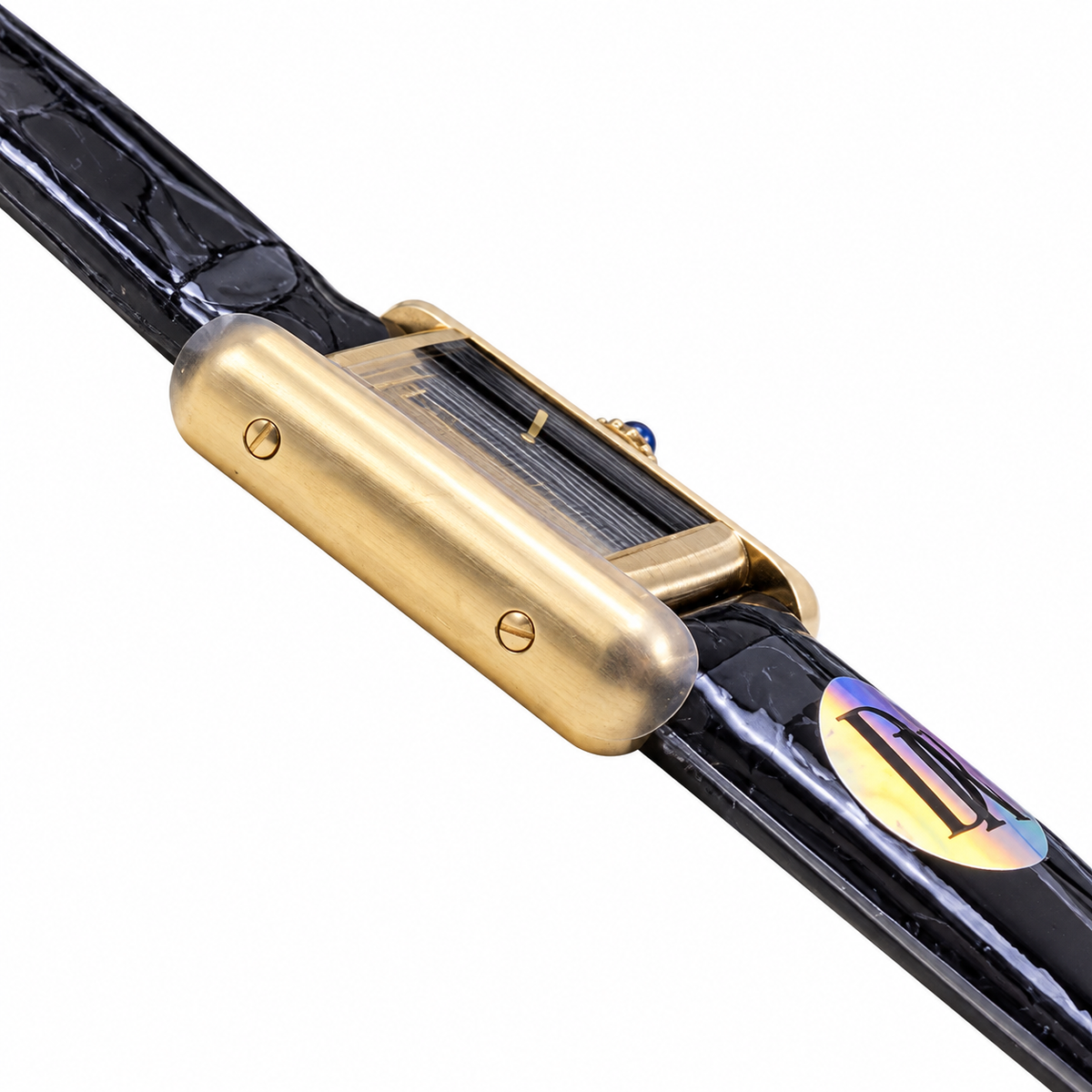 Cartier Tank Must Large — Yellow Gold Vermeil, Black Lacquer Dial & Black Alligator Strap, Quartz