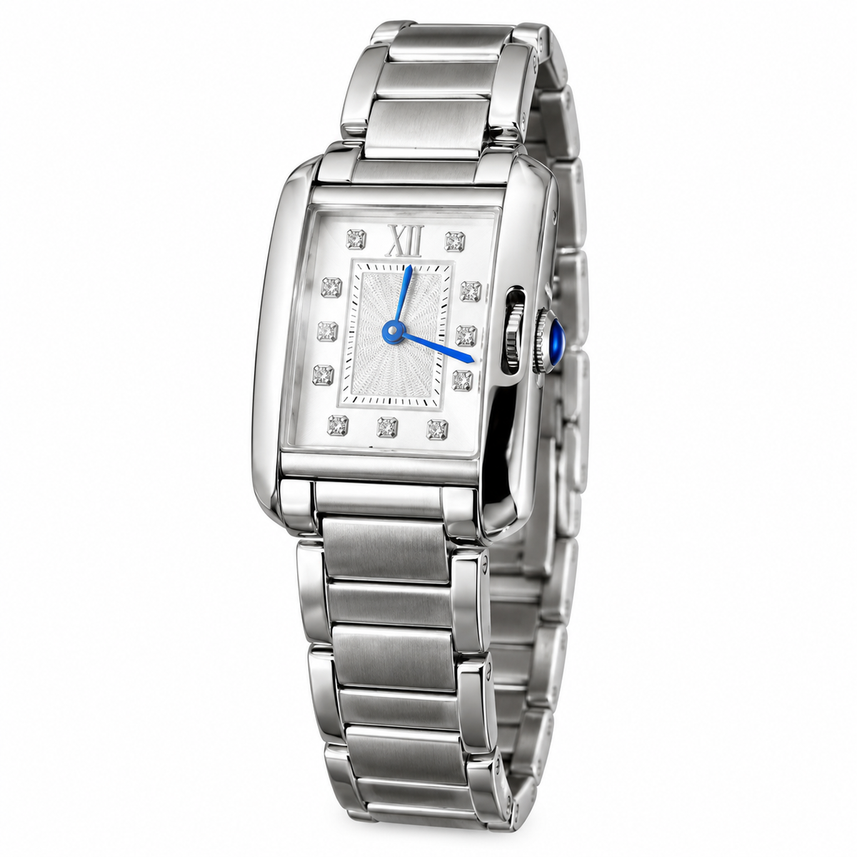 Cartier Tank Anglaise — Steel, Diamond Dial & Steel Bracelet