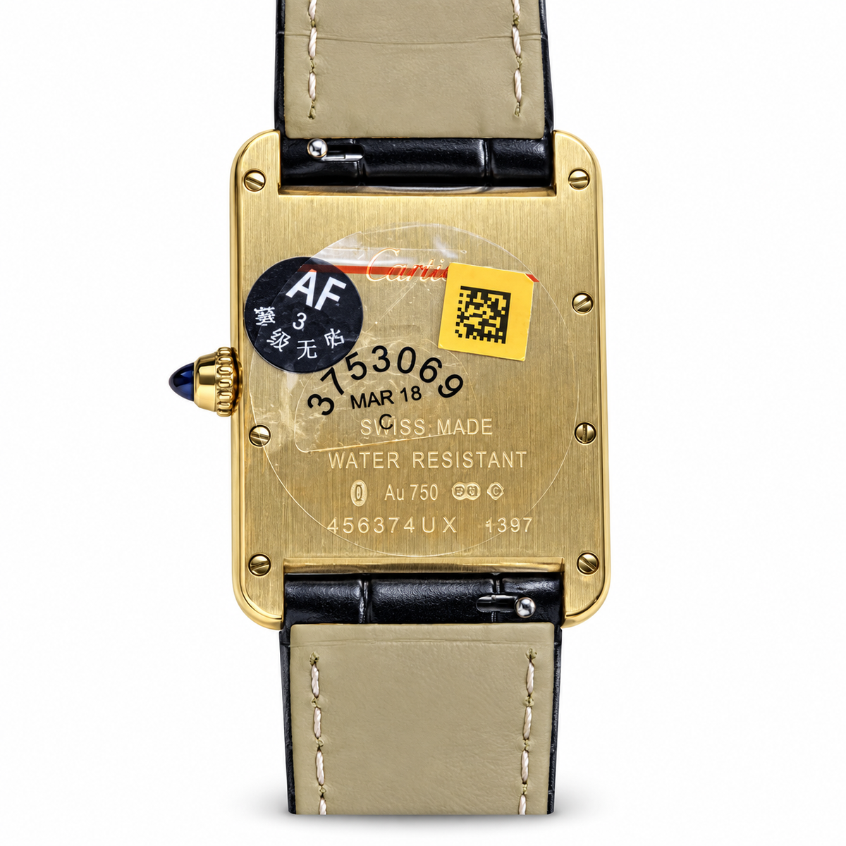 Cartier Tank Must × Alec Monopoly — Yellow Gold, Black Onyx Dial & Black Strap