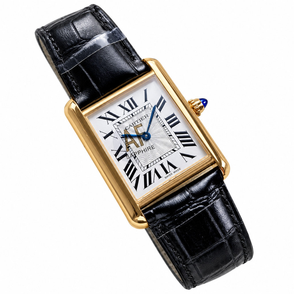 Cartier Tank Louis Cartier Small — 18K Rose Gold, White Dial, Roman Numerals & Black Alligator Strap, Women