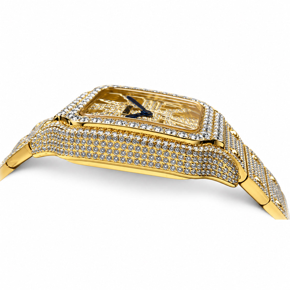 Cartier Santos Yellow Gold Full Diamond Skeleton Watch – KDY