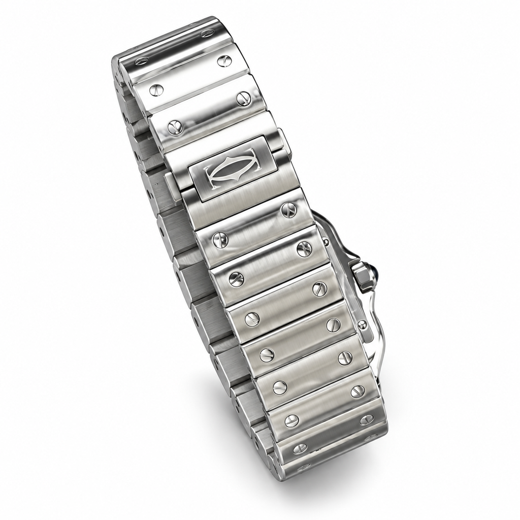 Cartier Santos de Cartier Large — Steel, White Dial, Roman Numerals, Date & Steel Bracelet, Automatic