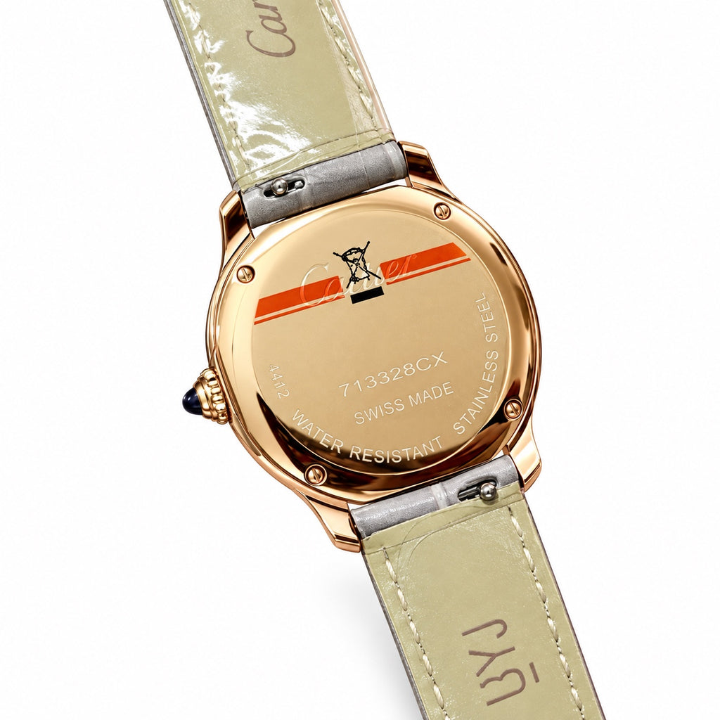 Cartier Ronde Louis Cartier — Rose Gold, White Dial & Grey Alligator Strap