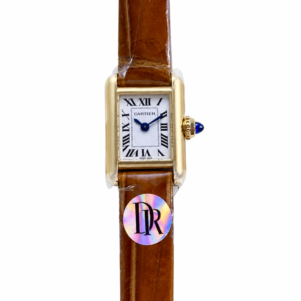 Cartier Tank Louis Yellow Gold White Dial Brown Leather Watch