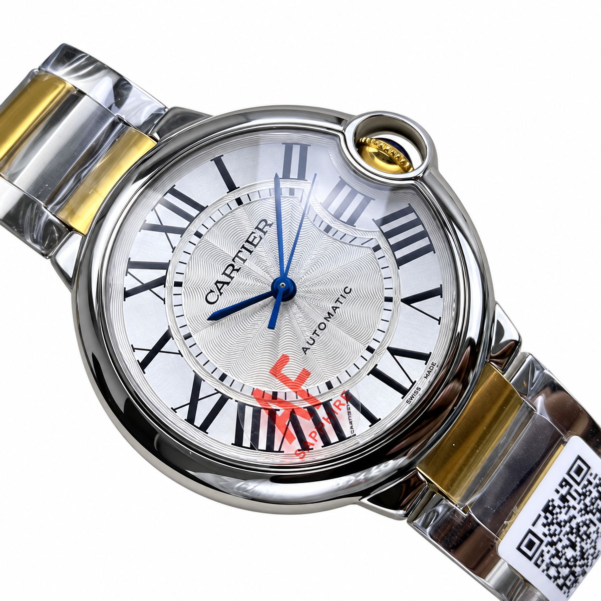 Cartier Ballon Bleu 42mm — Steel & Yellow Gold, Silver Dial, Roman Numerals & Two-Tone Bracelet, Automatic