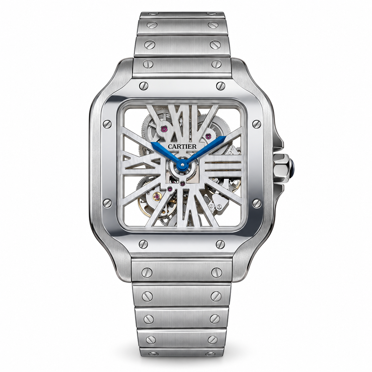 Cartier Santos de Cartier Large — Steel, Skeleton Dial, Roman Numerals & Steel Bracelet, Automatic