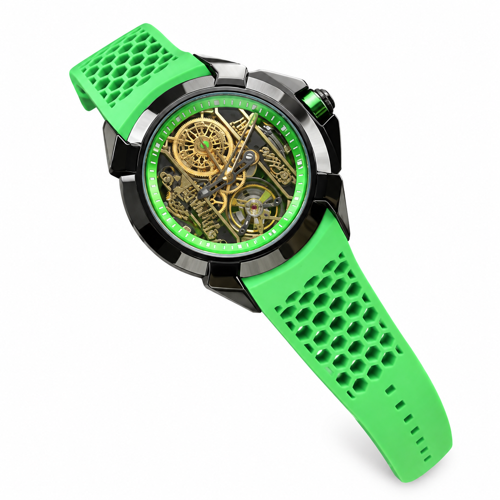 Jacob & Co. Epic X Pelé Tourbillon Skeleton Green Rubber Watch