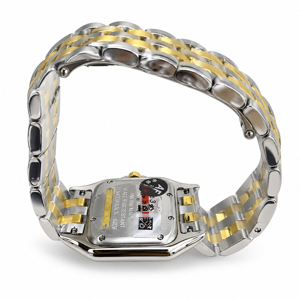 Cartier Panthère de Cartier Medium — Steel & Yellow Gold, Diamond Bezel, MOP Dial & Two-Tone Bracelet, Women