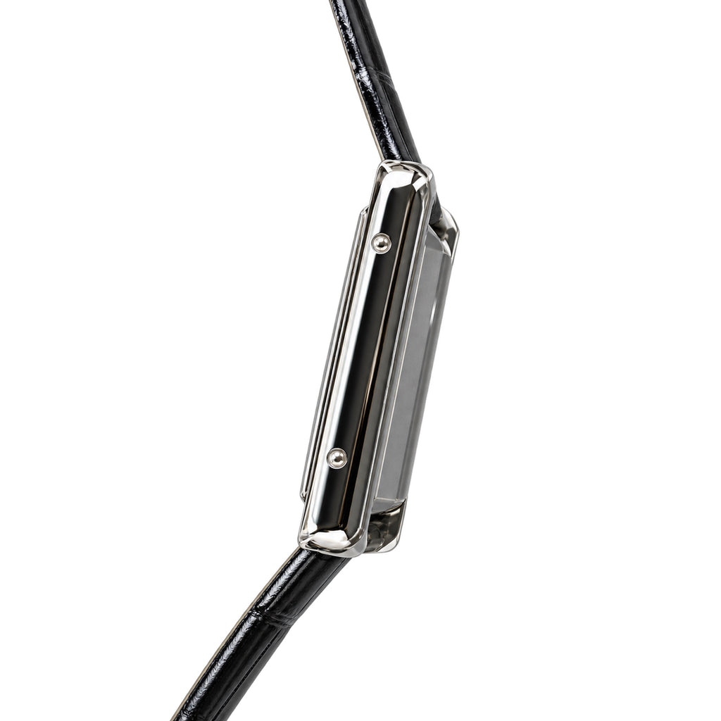 Cartier Tank Must Large — Steel, Black Lacquer Dial, No Numerals & Black Alligator Strap, Quartz