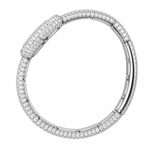 Cartier Baignoire — 18K White Gold, Full Diamond Bezel & Diamond Bangle, White Dial, Women