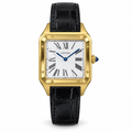 Cartier Santos-Dumont Large — 18K Yellow Gold, White Dial, Roman Numerals & Black Alligator Strap, Quartz