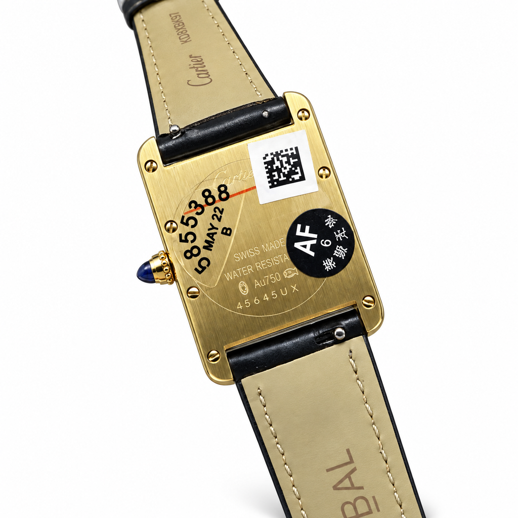 Cartier Tank Must Small Yellow Gold Ivory Dial Black Strap Watch – KDY