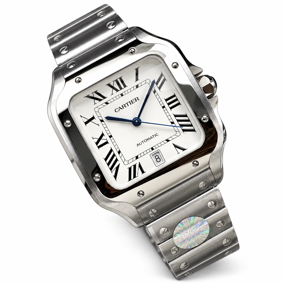 Cartier Santos Large Steel White Dial Date Automatic Watch – KDY